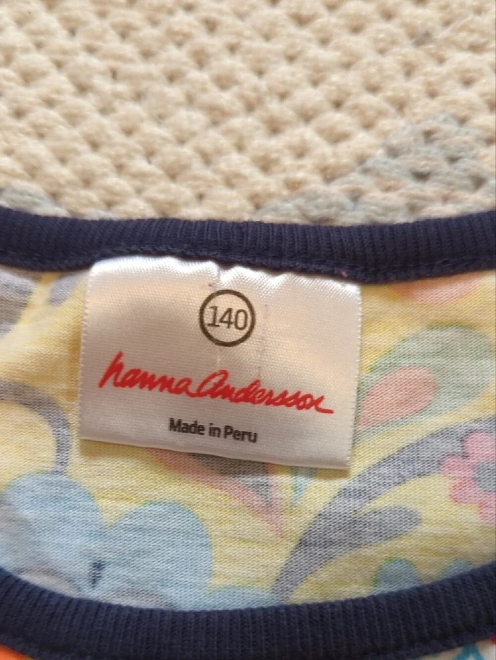 Hanna Andersson Yellow Floral Cotton Dress with Navy Trim 140/10
